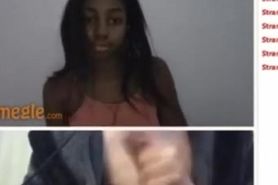 Omegle cute black girl flashed her boobs while  ...