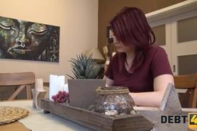 Pregnant redhead dragged into sex with debt collector