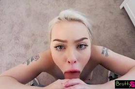 Blonde chick gives vagina to her stepbrother