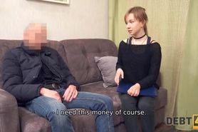 Teen Russian debtor pays for gadgets with her cunt