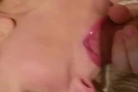 Little sis sucks my cock and let's me cum in her mouth