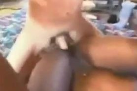 Ebony krushed by white dicks in anal dp gangbang