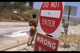Ebony girl nude on the street