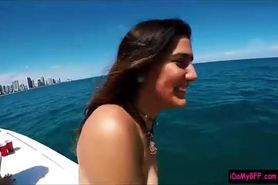 Sexy BFFs boat party leads into groupsex