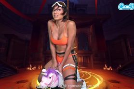Camsoda - Sexy Cassie Del Isla Cosplay as Tracer - Overwatch Masturbates On Unicorn Sybian
