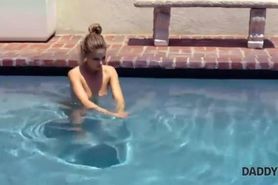Minx copulates with mature guy after fun in the pool