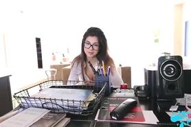 Ava Taylor screwed in her office