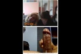 Amateur girls react on perv who strokes boner on webcam