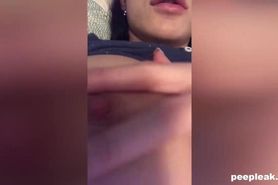 Amazing brunette touching her roast beef pussy