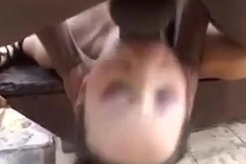 French Asian Fuckslut Harsh Deep Throating Thick Ebony Shaft