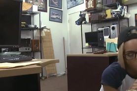Blonde Girl In Glasses Sucking Shaft In Pawn Shop Office