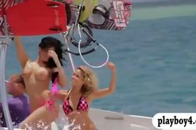 Sexy badass girls enjoyed kite surfing while all naked
