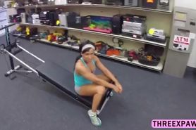 Black long hair fitness instructor moans as she gets a massive fucked