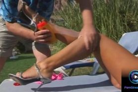 Lucy Love requested for a man's juice on her feet