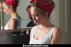 Exxxtrasmall - Skinny Maid (Angel Smalls) Gets Fucked For Money