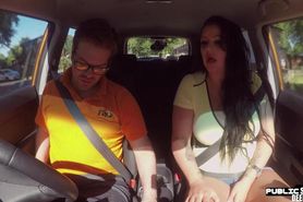 FAKEHUB - Bigass and bigtits curvy MILF public outdoor fucked in car