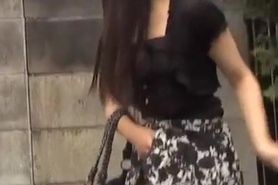 Asian has her pubic hair pulled out during skirt sharking.
