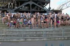 Naked on stadium