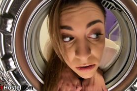 Bigboobs girl sucking off her roommate before hostel sex