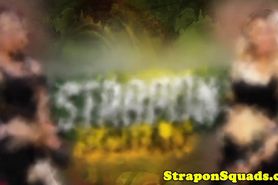Strapon slut roughly strapon fucked in trio