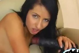 hot brunette teen girl enjoy a big dick and a big black dildo