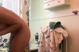 Teen with an amazing body in the shower