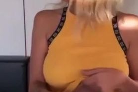 Blonde Flash Perfect boobs In Restaurant