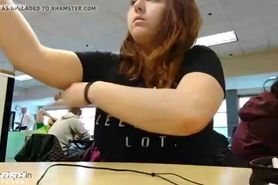 Hot student shows her curvy boobs at the university