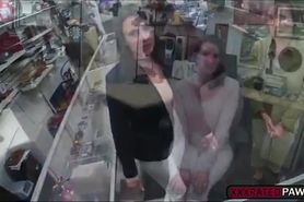 Customers wife gets fucked at the pawnshop after her man left her