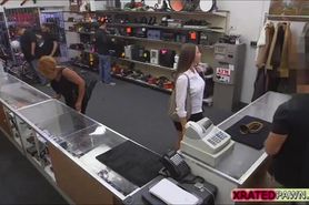 Hot Horny Lady get fucked in pawnshop by a pervy owner
