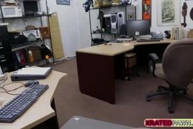 Hot Business woman Fucked in the inside of the pawn shop office by the owner