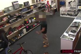 Lesbian gets banged by pawn owner as punishment for stealing at his store