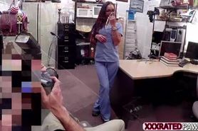 Desperate nurse gets easily persuaded to have sex in exchange of cash