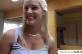 Super hot blonde amateur Blanche gets paid for sex in public
