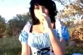 Alice in Wonderland cosplay gf has public hookup with beau