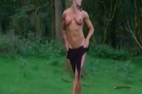 Jaw-Dropping muscle queen lisa cross bare in woods