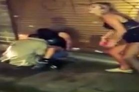 Drunk girl enjoys being hammered on the street