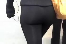 Candid latina with big ass spandex leggings