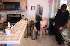 MILF is stuck and fucked by her own stepson