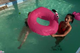 Veronique and Lexi Dona Pool Fun