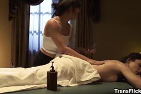 Sexy TS babe Ariel Demure having a tantric massage from Whitney Wright