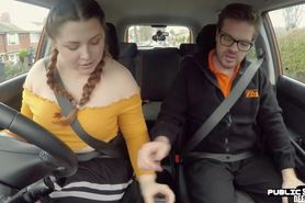 FAKEHUB - BBW amateur slut fucked outdoor in car by driving instructor