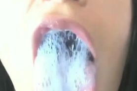 Latina mouth spit drooling