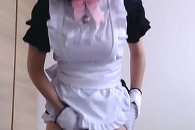 Cosplay in French maid uniform jerk off and cumshot fun