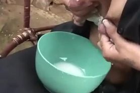 Milking boobs by herself