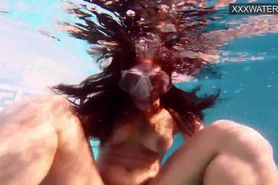 Amelie Bruna tasty brunette with big boobs in the pool