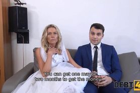 DEBT4k. Collector has sex with blonde in front of her future husband