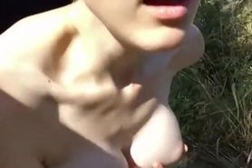 Sexy girl with glasses gets fucked in nature