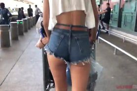 Braless At The Airport