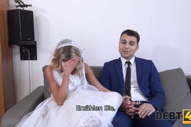 DEBT4k. Big debts are the reason why the girl is fucked in the presence of the groom